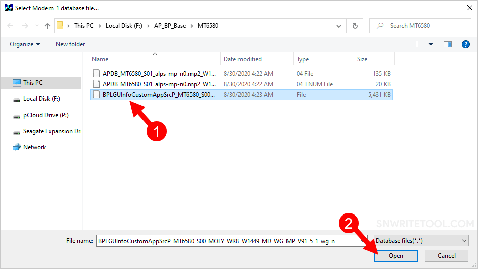 SN Write Tool BP Database Select