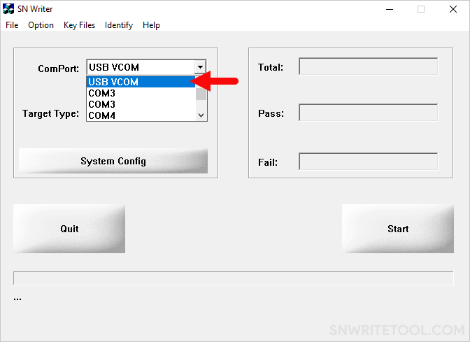 SN Write Tool Comport