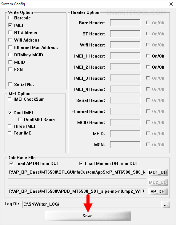 SN Write Tool Save