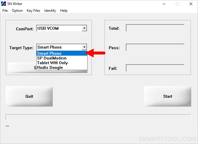 SN Write Tool Target Type